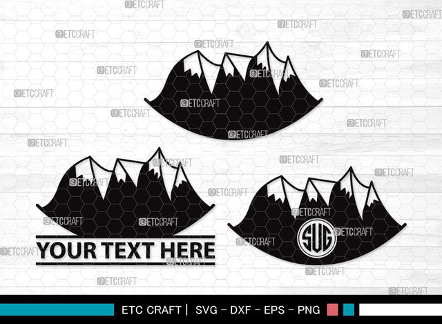 Mountain Monogram SVG | Hiking Svg | Nature Svg | Pine Tree Svg | Mountain Clipart SVG ETC Craft 