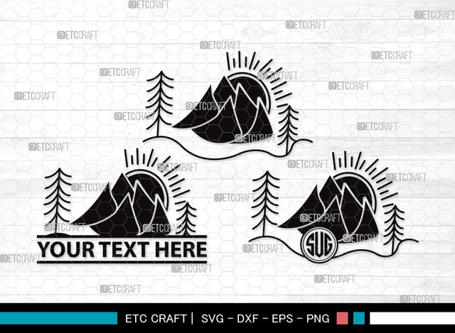 Mountain Monogram SVG | Hiking Svg | Nature Svg | Pine Tree Svg | Mountain Clipart SVG ETC Craft 