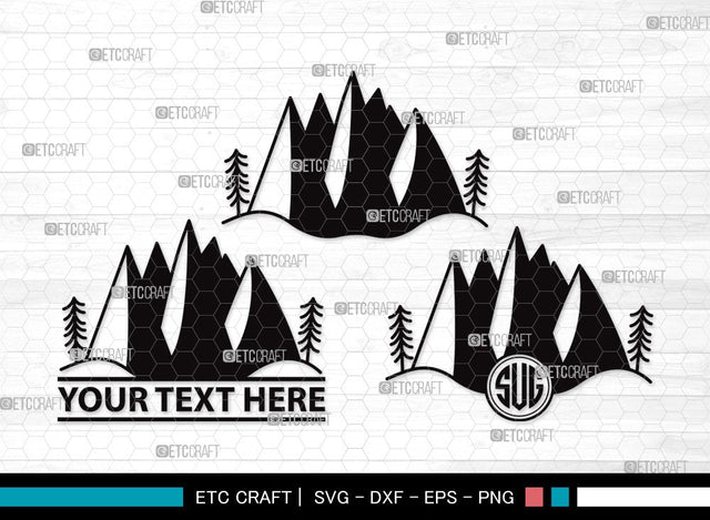 Mountain Monogram SVG | Hiking Svg | Nature Svg | Pine Tree Svg | Mountain Clipart SVG ETC Craft 