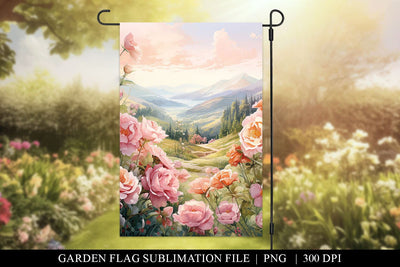 Mountain Roses in Bloom Garden Flag Sublimation Design Sublimation BijouBay 
