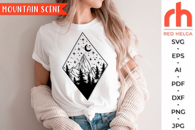 Mountain Scene SVG - Outdoor Cut File SVG RedHelgaArt 