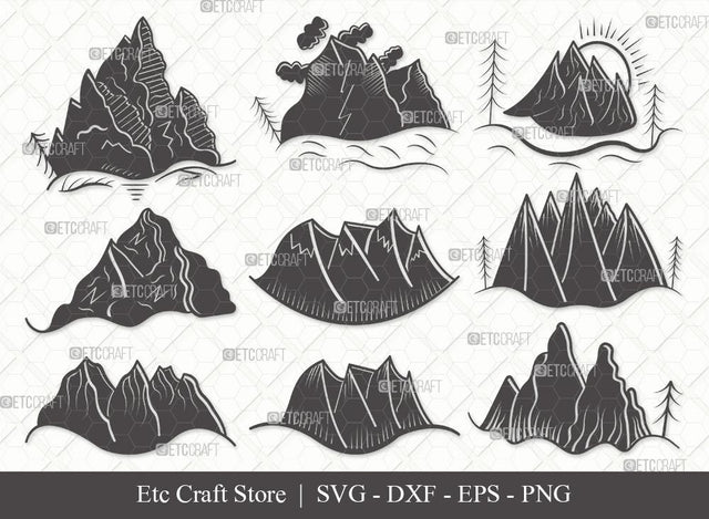 Mountain Silhouette SVG Cut File | Hiking Svg | Nature Svg | Pine Tree Svg | Bundle SVG ETC Craft 