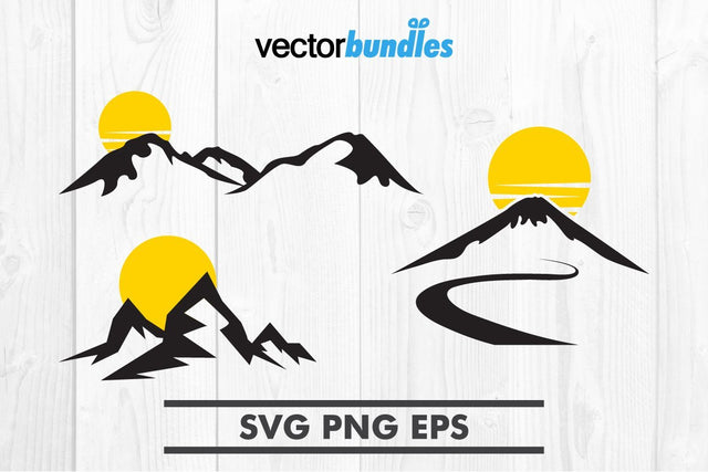 Mountain sun clip art svg SVG vectorbundles 