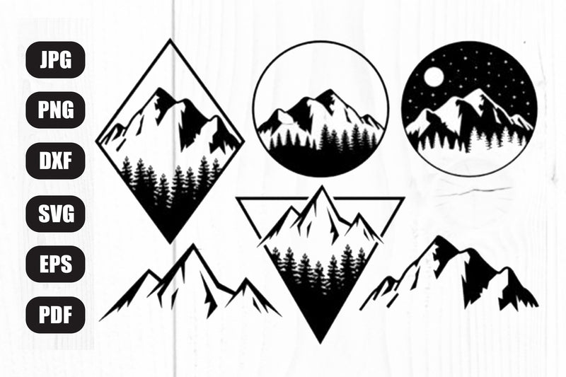 Mountain Svg Bundle, Geometric Mountains, Mountain Designs, Mountain ...