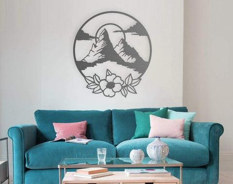 Mountain svg, dxf files for plasma, cnc files for wood, mountain svg, adventure svg, camping svg, floral wreath svg, floral svg, boho svg SVG CutLeafSvg 