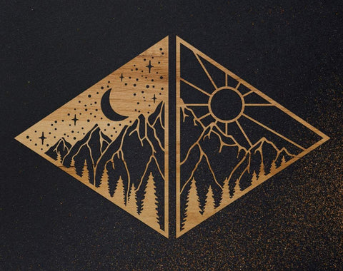 Mountain svg, dxf files for plasma, cnc files for wood, mountains svg, moon sun svg, camping svg, mountains svg, outdoors svg, camper svg SVG CutLeafSvg 