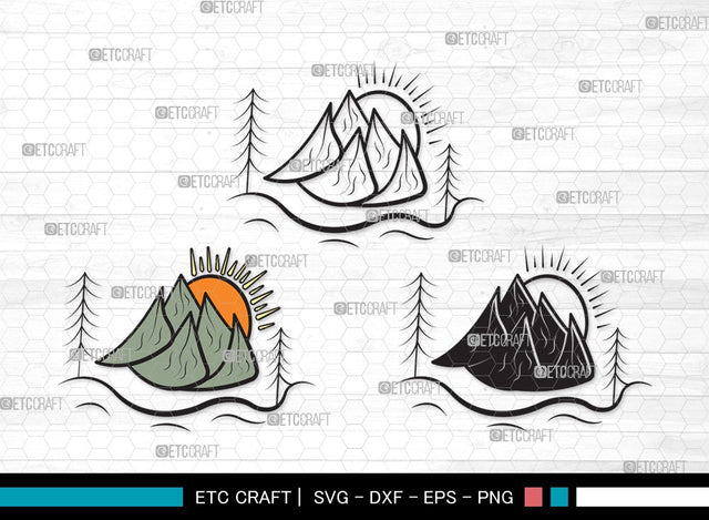 Mountain SVG | Hiking Svg | Nature Svg | Pine Tree Svg | Mountain Clipart SVG ETC Craft 
