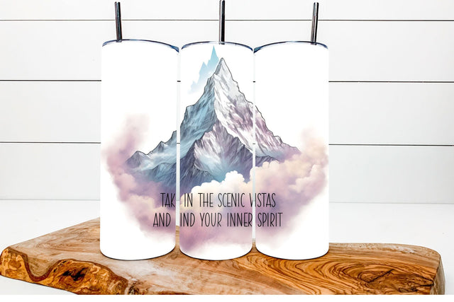 Mountain tumbler wrap / Mountain silhouette png with clouds Sublimation Angelina Semenova 