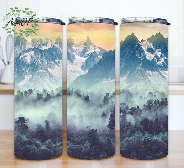 Mountains 20oz Tumbler Template, Forest Scene Tumbler Png, Nature Tumbler Wrap, Outdoor Sublimation Design, Instant Download Sublimation AdriOP 