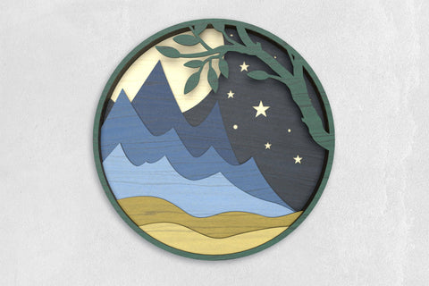 Mountains and Moonlight layered SVG files SVG Angel on Empire 