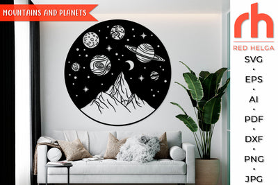 Mountains and Planets SVG - Solar System Cut File SVG RedHelgaArt 