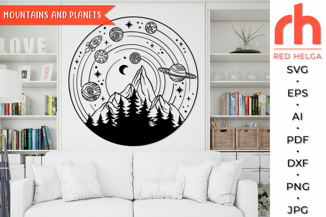 Mountains and Planets SVG - Solar System Cut File SVG RedHelgaArt 