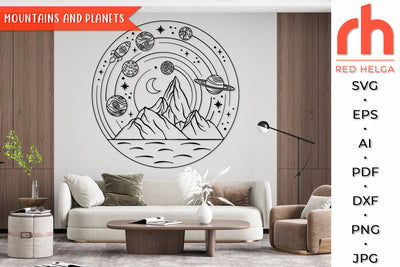 Mountains and Planets SVG - Solar System Cut File SVG RedHelgaArt 