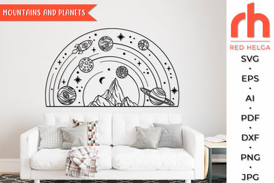 Mountains and Planets SVG - Solar System Cut File SVG RedHelgaArt 