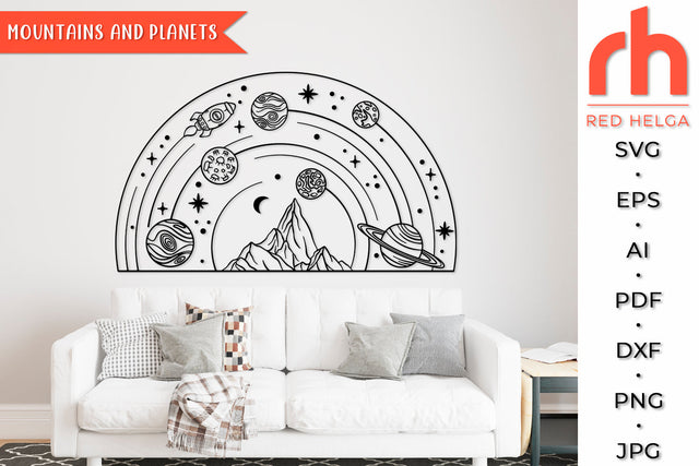 Mountains and Planets SVG - Solar System Cut File SVG RedHelgaArt 
