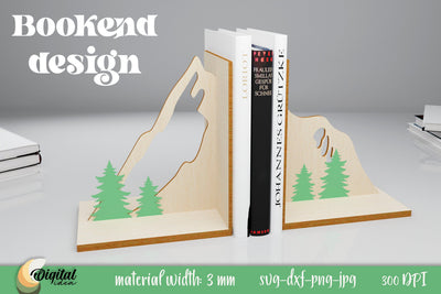 Mountains and Trees SVG. Laser Cut SVG. Bookend Laser Cut SVG Design SVG Evgenyia Guschina 