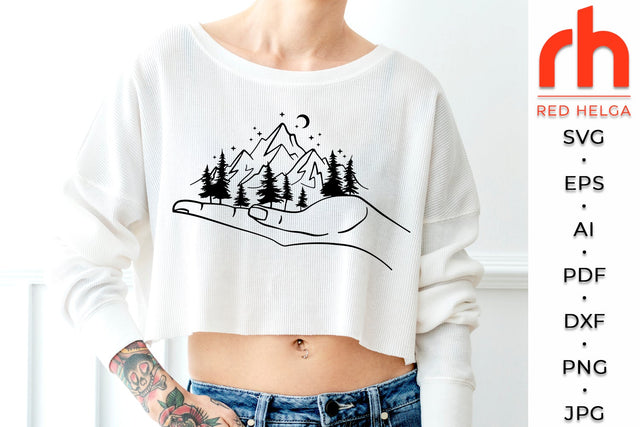 Mountains in Hand SVG - Adventure Awaits Cut File SVG RedHelgaArt 