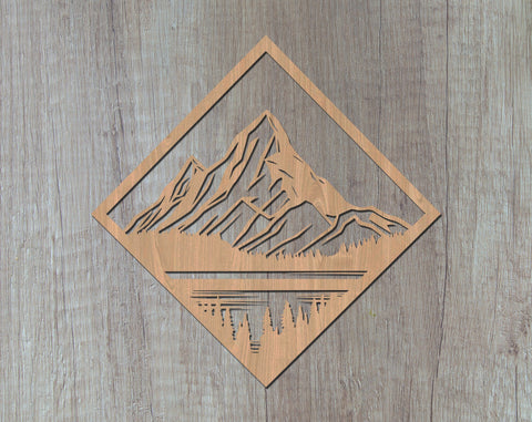 Mountains Laser SVG Cut File, Mountains Glowforge File, Mountains DXF, Mountains Wall Art SVG SVG HappyDesignStudio 
