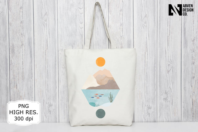 Mountains Ocean and Fish PNG Sublimation Sublimation Abven Graphics 