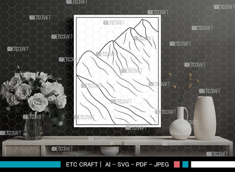 Mountains Printable Coloring Page, PDF Colouring Book, Instant Download, CBP00010 SVG ETC Craft 