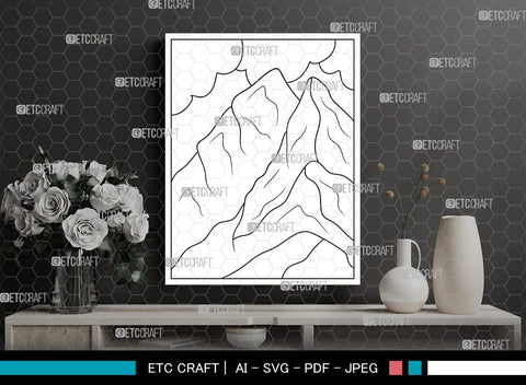 Mountains Printable Coloring Page, PDF Colouring Book, Instant Download, CBP00010 SVG ETC Craft 