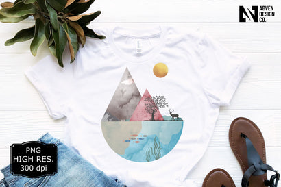Mountains Sea and the Moon PNG Sublimation Sublimation Abven Graphics 