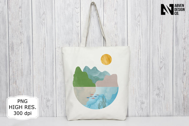 Mountains Sea and the Sun PNG Sublimation Sublimation Abven Graphics 