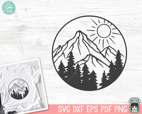 Mountains SVG, Adventure SVG, Forest SVG, Outdoors svg, Camping svg, Hiking svg, Explorer svg, Adventure Clipart, Mountains Clipart, Round svg SVG Wild Pilot 