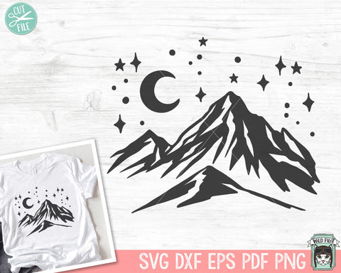 Mountains SVG, Adventure SVG, Outdoors SVG, Camping svg, Hiking svg, Night Sky svg, Adventure Clipart, Explorer svg, Mountains Clipart SVG Wild Pilot 