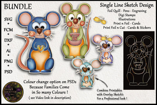 Mouse Family - Print Foil n Sketch Bundle Sketch DESIGN DrawnTogether with love 