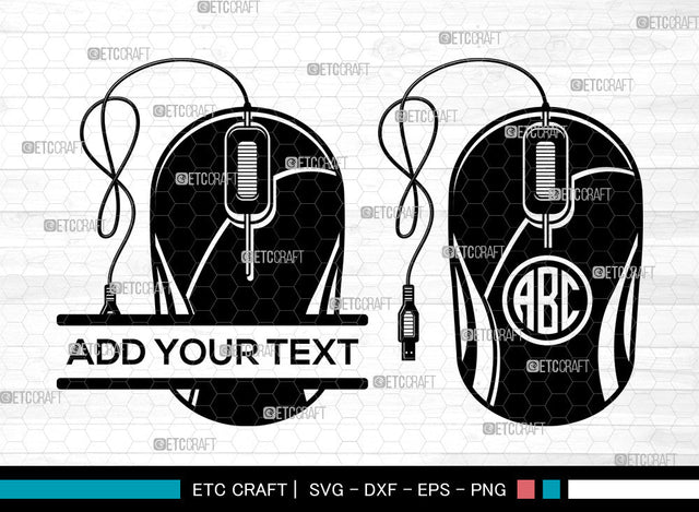 Mouse Monogram SVG, Desktop Svg, Computer Svg, CPU Svg, Keyboard Svg, Circle Monogram Svg, Electric Device Svg, Split Monogram Svg SVG ETC Craft 