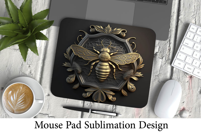 Mouse Pad Sublimation Design. 3D Bee PNG. 3D Sublimation. SVG Samaha Design 