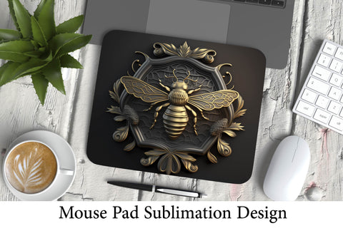 Mouse Pad Sublimation Design. 3D Bee PNG. 3D Sublimation. SVG Samaha Design 