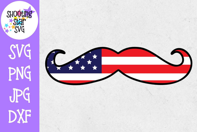 Moustache with American Flag - Fourth of July SVG SVG ShootingStarSVG 
