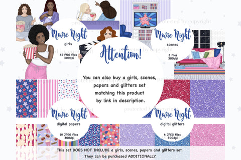 Movie Night Clipart | Weekend Illustration SVG GlamArtZhanna 