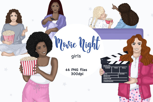 Movie Night Girl Clipart | Best Friends Clipart SVG GlamArtZhanna 