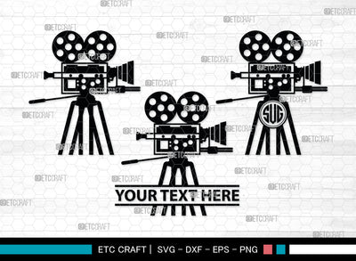 Movie Theme Monogram, Movie Theme Silhouette, Movie Theme SVG, Popcorn Svg, Movie Ticket Svg, File Reel Svg, Movie Awards Svg, SB00008 SVG ETC Craft 