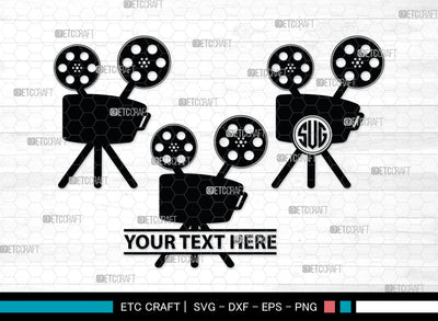 Movie Theme Monogram, Movie Theme Silhouette, Movie Theme SVG, Popcorn Svg, Movie Ticket Svg, File Reel Svg, Movie Awards Svg, SB00008 SVG ETC Craft 