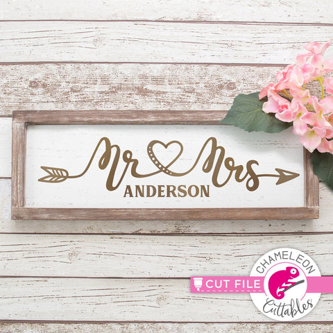 Mr and Mrs arrow 3 versions - Wedding SVG Chameleon Cuttables 