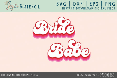Mr and Mrs Bride Retro SVG - PNG, DXF, EPS, SVG SVG Style and Stencil 