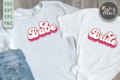 Mr and Mrs Bride Retro SVG - PNG, DXF, EPS, SVG SVG Style and Stencil 