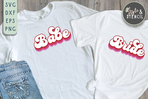 Mr and Mrs Bride Retro SVG - PNG, DXF, EPS, SVG SVG Style and Stencil 