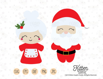 Mr and Mrs Claus Clipart SVG KittenGraphic 