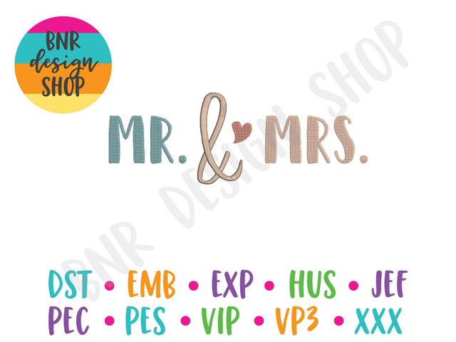 Mr. and Mrs. Embroidery Design Embroidery/Applique BNRDesignShop 