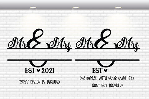 Mr. and Mrs. Monogram - SVG, PNG, DXF, EPS SVG Elsie Loves Design 