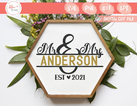 Mr. and Mrs. Monogram - SVG, PNG, DXF, EPS SVG Elsie Loves Design 