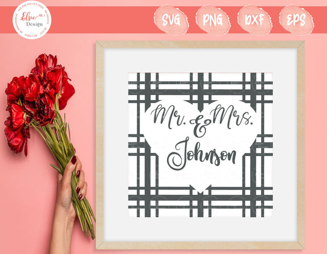 Mr. And Mrs. Plaid Monogram- SVG, PNG, DXF, EPS SVG Elsie Loves Design 