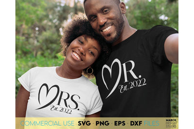 Mr and Mrs Shirts | Just Married | Wedding Sign SVG SVG March Design Studio 