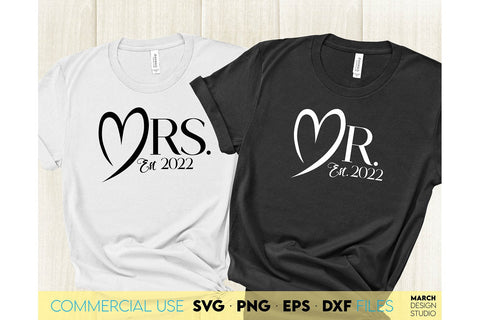 Mr and Mrs Shirts | Just Married | Wedding Sign SVG SVG March Design Studio 