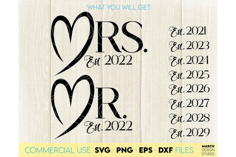 Mr and Mrs Shirts | Just Married | Wedding Sign SVG SVG March Design Studio 